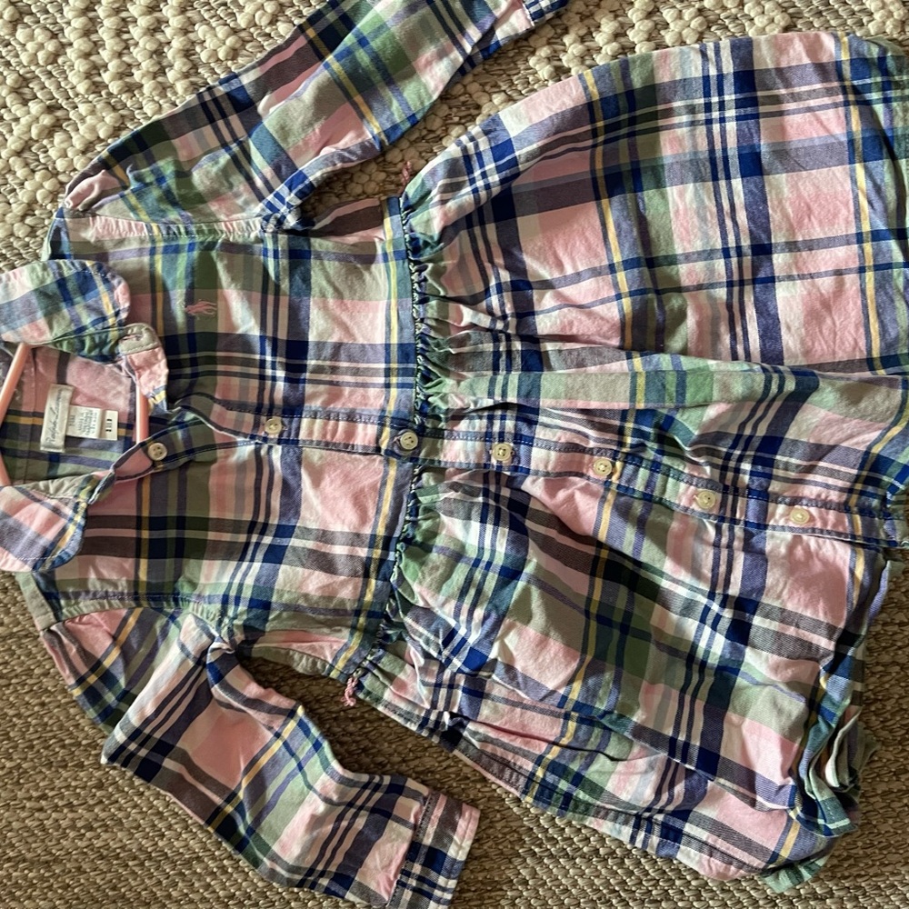 Ralph Lauren Plaid Button-Front Dress in Pink, Navy & Mint